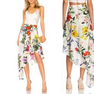 NWT summer floral asymmetric high low silk skirt 2 XS S